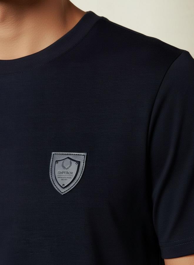 Emperor Men Regular Fit Crew Neck Short Sleeve Badge Accent T-shirt - Image 4